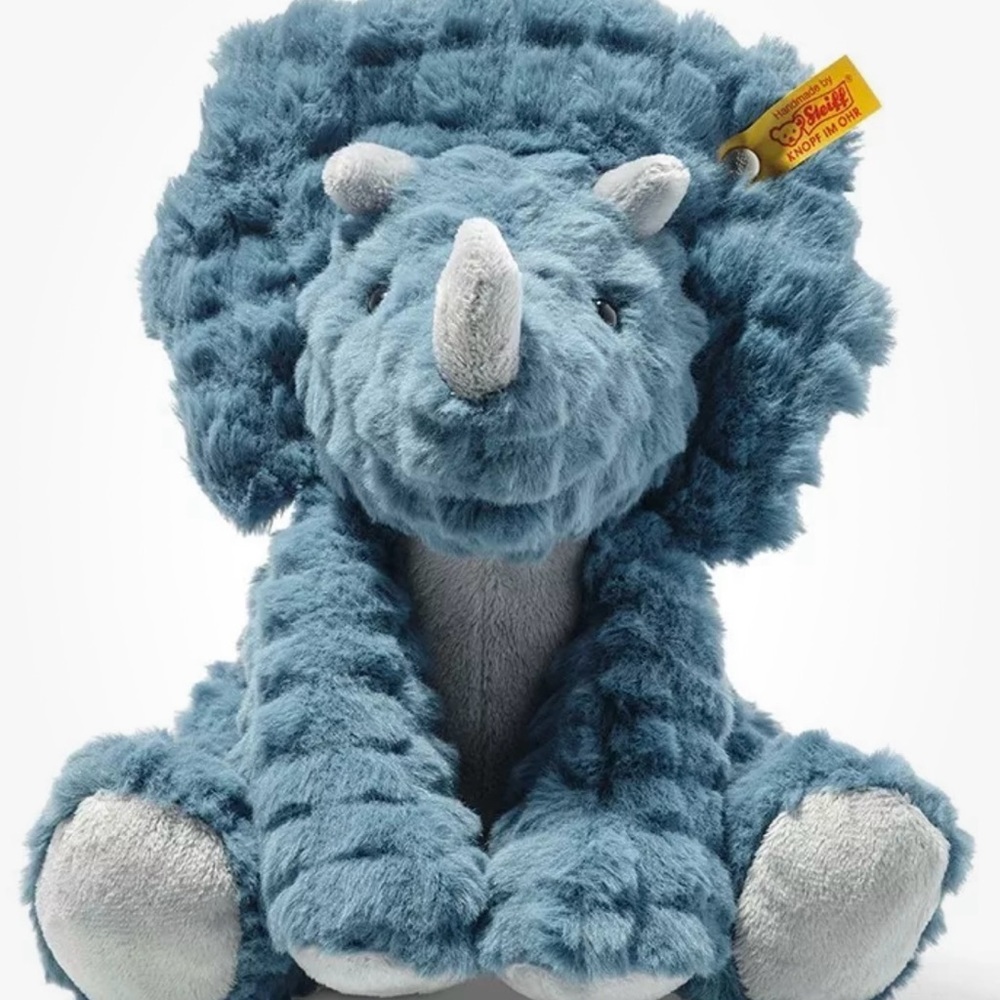 steiff pre-owned but never played with washable dinosaur stuffie….